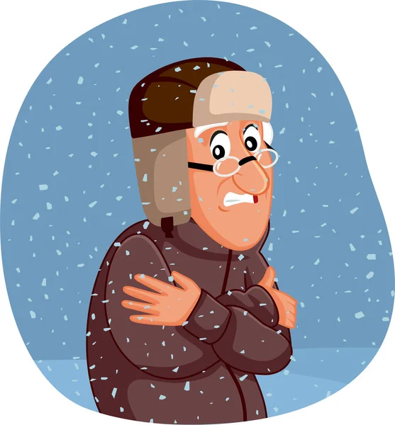 Älterer Mann Fühlt Sich Winter Freien Kalt — Stockvektor