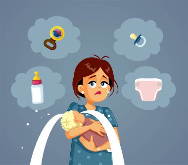 Anne neden Bebek Ağlıyor Çizgi Film İllüstrasyonu