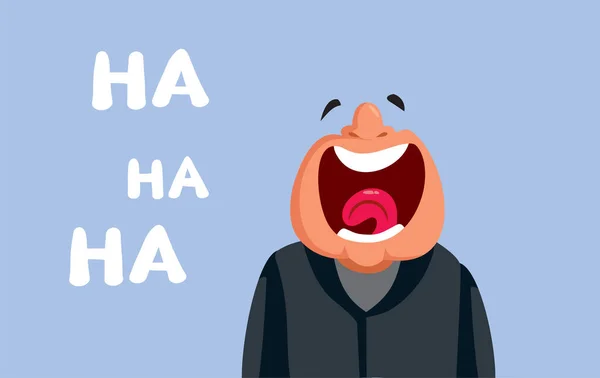 Людина Середнього Віку Сміється Голосно Векторні Мультфільми Ілюстрації — стоковий вектор