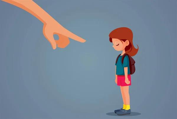 Autoritaire Ouder Bestraffen Verkolden School Meisje Vector Cartoon Illustratie — Stockvector