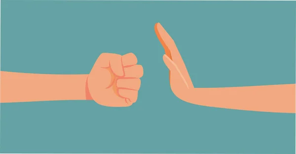 Hand Asking Violence Stop Vector Cartoon Illustration — Image vectorielle