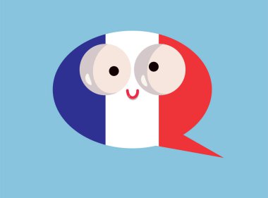 Fransız Dili Vektör Karakterinde Neşeli Konuşma Baloncuğu