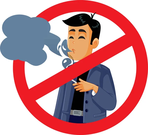 Smoking Warning Sign Vector Cartoon Illustration —  Vetores de Stock