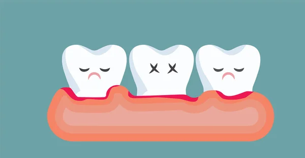 Gingivitis Gum Disease Sad Teeth Vector Cartoon Illustration — Vettoriale Stock