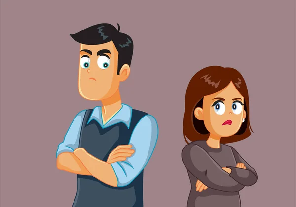 Angry Couple Quarreling Being Passive Aggressive Vector Cartoon — Stock Vector