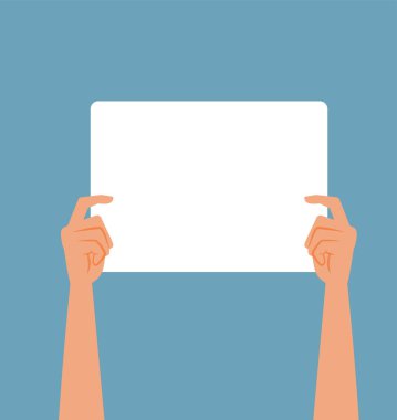 Person Holding up a Blank Empty Placard Vector Cartoon Illustration