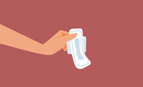 Hand Holding Sanitary Pad Menstruation Cycle Vector Illustration — Vettoriale Stock