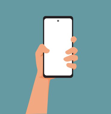 Hand with Smartphone Showing a Blank Display Vector Illustration