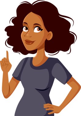 Woman Pointing Index Finger Vector Cartoon Illustration