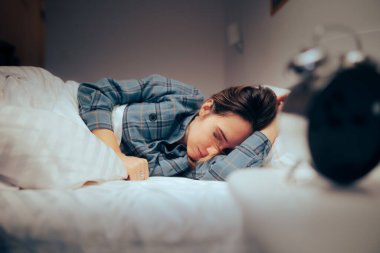 Woman Sleeping Having Nightmares Feeling Concerned and Stressed