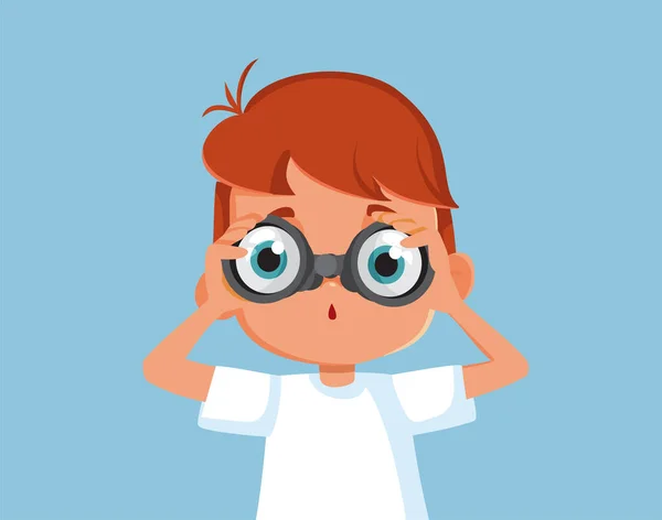 双眼鏡ベクトル漫画を使って好奇心旺盛な少年学習 — ストックベクタ