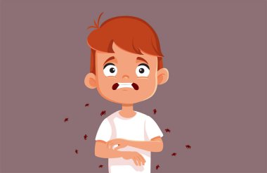 Child Complains of Itching Caused by Fleas Vector Illustration