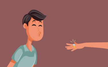 Man Flirting with an Engaged Woman Vector Funny Cartoon Illustration