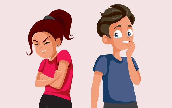 Teenage Couple Fighting Having Relationship Problems Vector Cartoon — Stock vektor