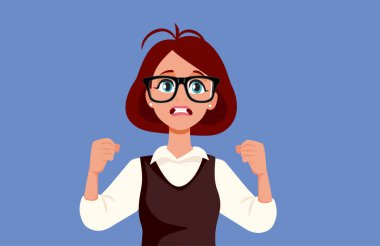 Businesswoman Feeling Desperate and Angry Vector Illustration
