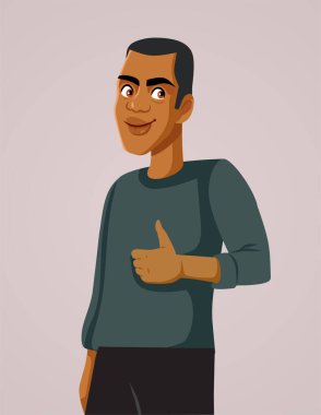 Handsome Man Holding Thumbs-up Showing Approval Vector Cartoon