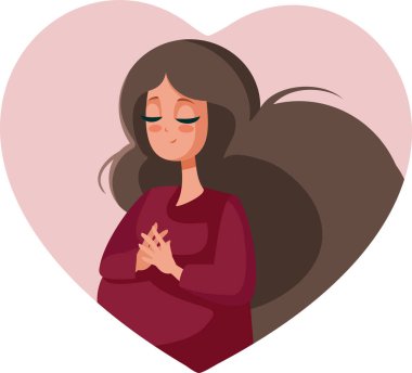 Happy Pregnant Woman Feeling Emotional and Ready Vector Cartoon Illustration