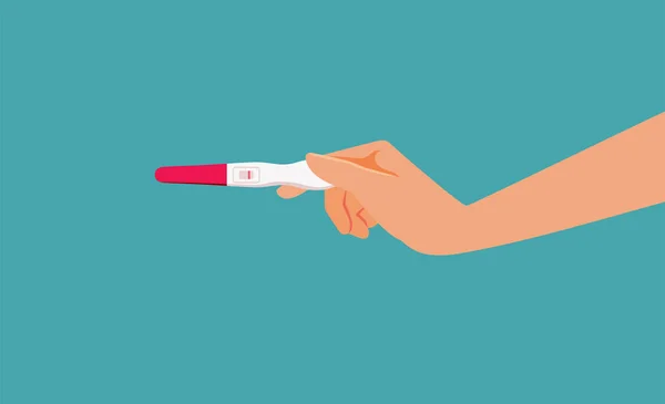 Ręczne Trzymanie Testu Ciążowego Pokazuje Negatywny Wynik Wektor Ilustracja — Wektor stockowy
