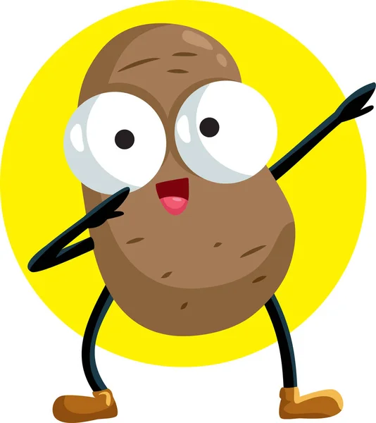 Inggris Potato Mascot Dabbing Partying Vector Cartoon Illustration - Stok Vektor