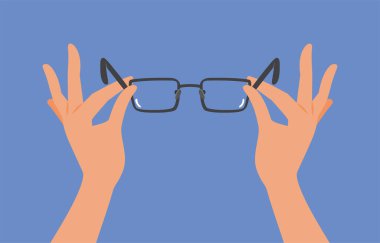 Hands Holding Prescription Eyeglasses Eye Care Vector Concept Illustration clipart