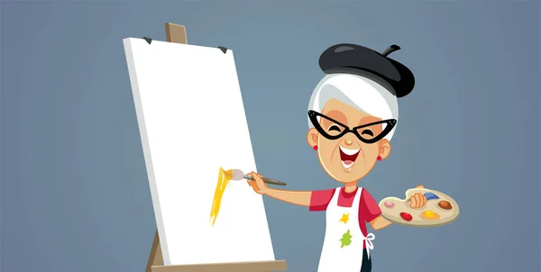 Pintura Mulher Sênior Após Sua Paixão Vector Cartoon Ilustração —  Vetores de Stock