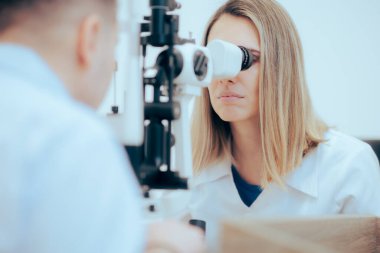 Göz Doktoru Doğru Teşhis İçin Bir Hastayı İnceleme