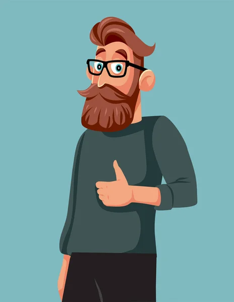 Handsome Bearded Man Making Gearure Vector Cartoon Illustration — 스톡 벡터