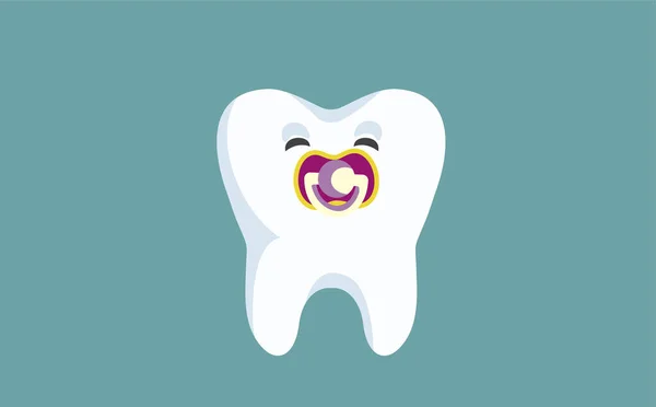 Baby Tooth Pacifier Vector Funny Character Design Milk Teeth Concept — Stock Vector