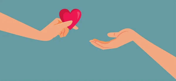 Person Sharing Love Generous Gesture Vector Cartoon Illustration Persona Empatica — Vettoriale Stock