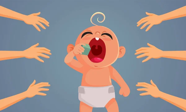 婴儿即将吞食玩具危险警告概念图解 — 图库矢量图片
