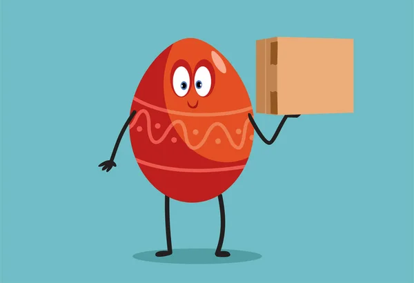 Easter Egg Holding Delivery Package Vector Cartoon Illustration — 스톡 벡터
