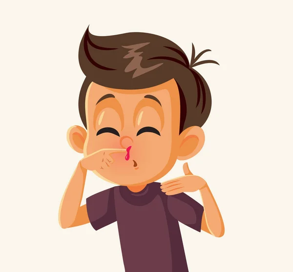 鼻血に苦しむ病気の少年 ベクトル医療イラスト — ストックベクタ