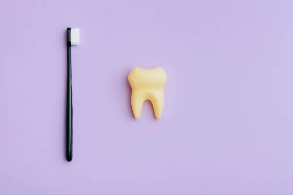 Cepillo Dientes Dientes Amarillos Imagen Del Concepto Cuidado Dental — Foto de Stock