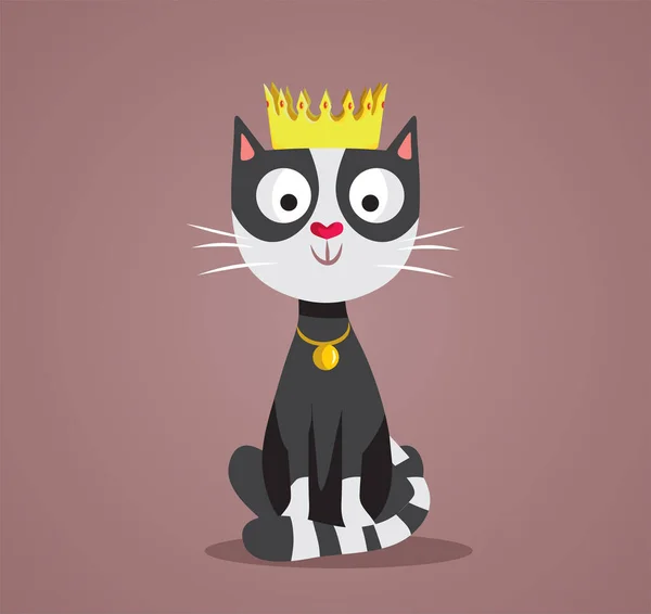 Princess Cat Wearing Crown Vector Cartoon Mascot Design — Stock Vector