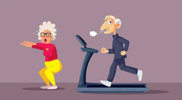 Senior People Going Gym Keep Active Vector Illustration — Stock Vector