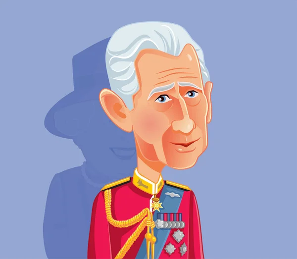 2023 Caricature Portrait King Charles Iii 개념의 설명에 — 스톡 벡터