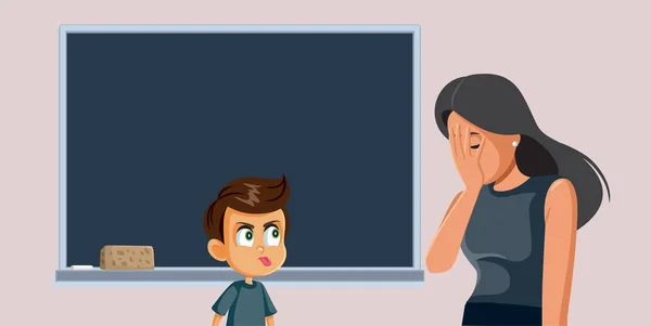 Unhöflicher Schüler Der Seinen Lehrer Während Der Unterrichtszeit Belastet — Stockvektor