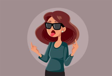 Kibirli kadın, insanları vektör karikatüründen uzaklaştırıyor.