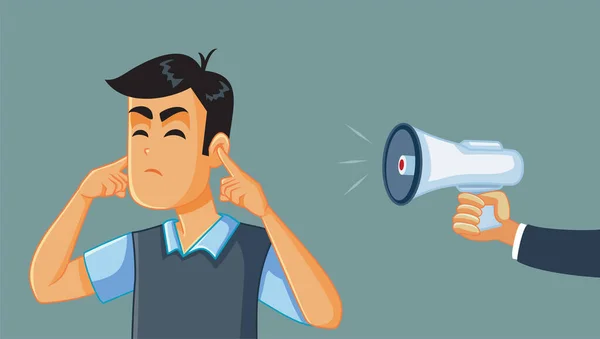 Man Covering His Ears While His Boss Screams Him Vector — Stock Vector