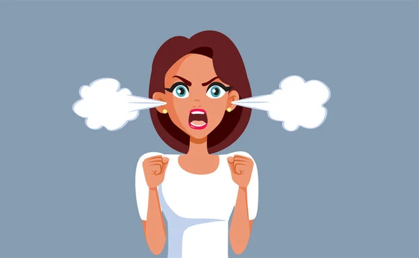 Angry Woman Having Breakdown Moment Krize Vector Cartoon Illustration — Stockový vektor