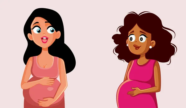 Przyjaciele Ciąży Rozmawiają Sobą Ciąży Wektor Kreskówki — Wektor stockowy