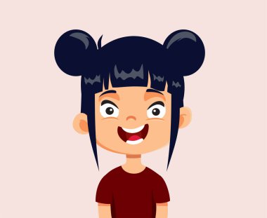 Asya Etkinliğinin Mutlu Kızı Gülümseyen Vektör Çizgi Film Portresi