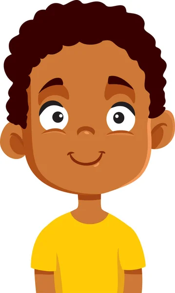 Porträt Eines Glücklichen Und Netten Jungen Afrikanischer Ethnizität Vector Cartoon — Stockvektor