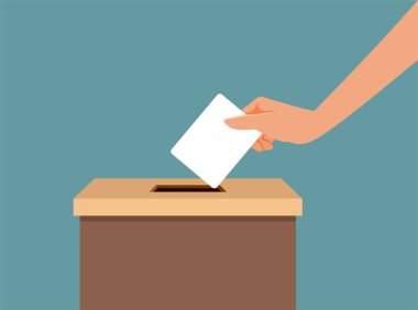 Oy Kutusu Vektör Çizgi Filmi Çiziminde Oylamaya Giriş. Seçim kampanyasında oy kullanma hakkını kullanan kişi 