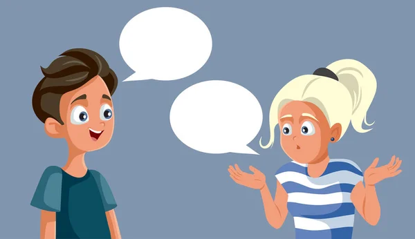Teenage Couple Talking Communicating Vector Cartoon Illustration Stressed Teenagers Having — Stock Vector