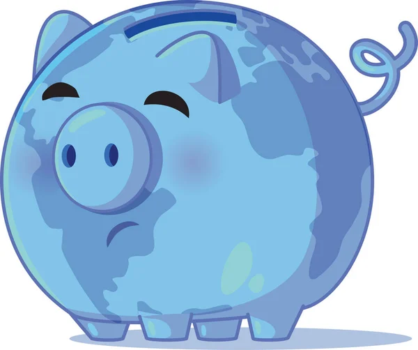 Sad Unhappy Piggy Bank Inflation Times Vector Cartoon Illustration — 스톡 벡터