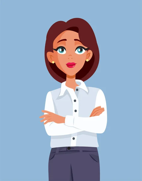 Happy Manager Standing Arms Crossed Vector Illustration — Stockový vektor