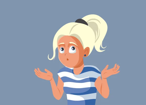 Achselzuckend Fragt Teen Girl Warum Vector Cartoon Illustration — Stockvektor