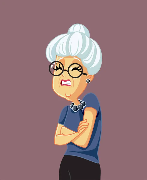 不快乐的老妇人感到沮丧和压抑的病媒漫画 — 图库矢量图片