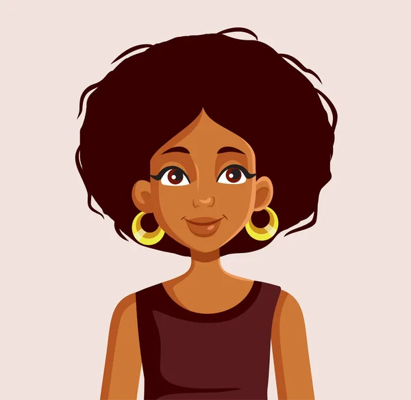 Happy Portrait Woman African Ethnicity Vector Illustration — Image vectorielle